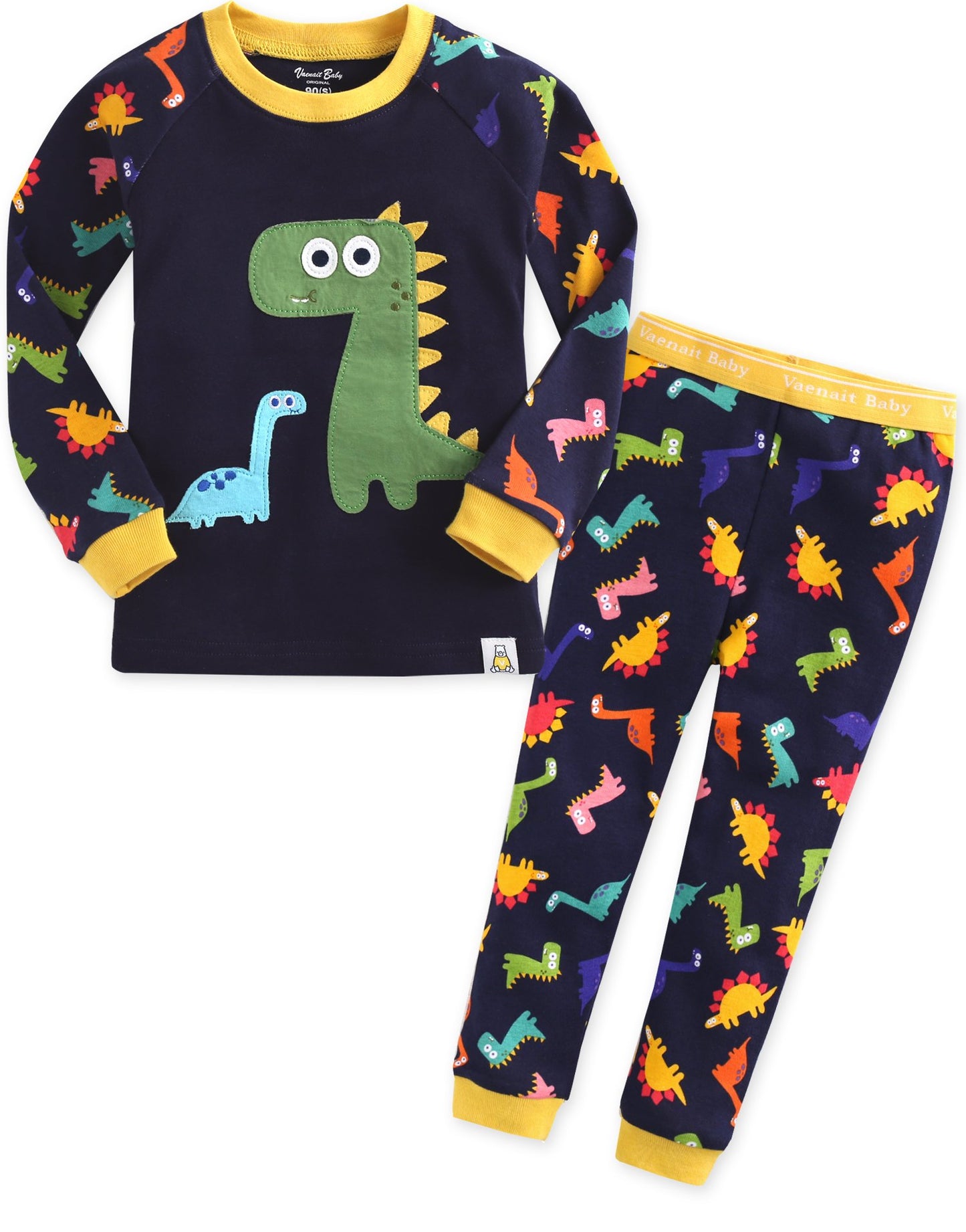 VAENAIT BABY Kids Boys Girls Long Sleeve Cotton Sleepwear Pajamas 2pcs Set Buddy Dino 12-18M/XS