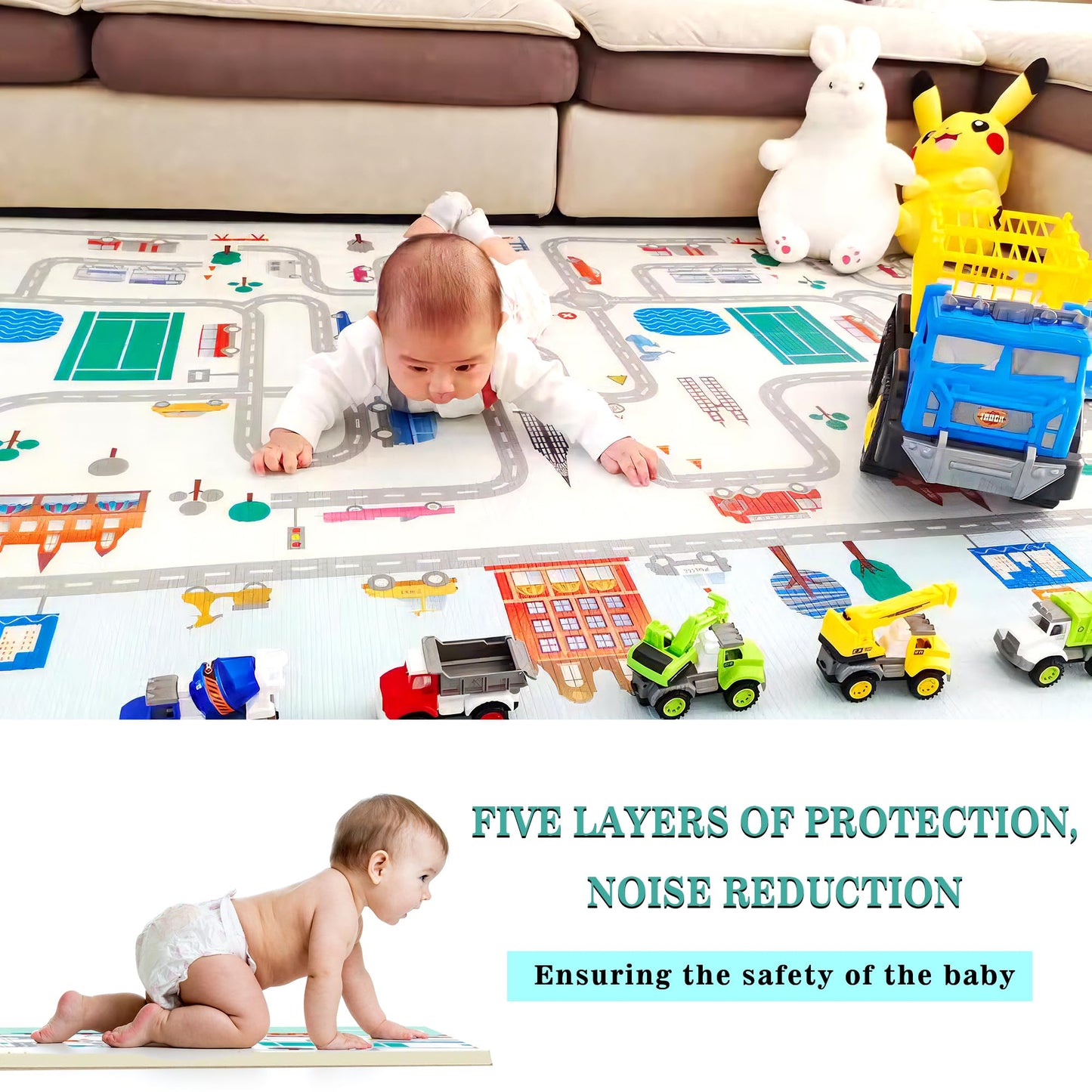 Eanpet Baby Play Mat Foam Area Rug For Kids Toddler Infant Ultra Thick Folding Large Crawl Mat Non-Slip Playmat For Bedroom Play