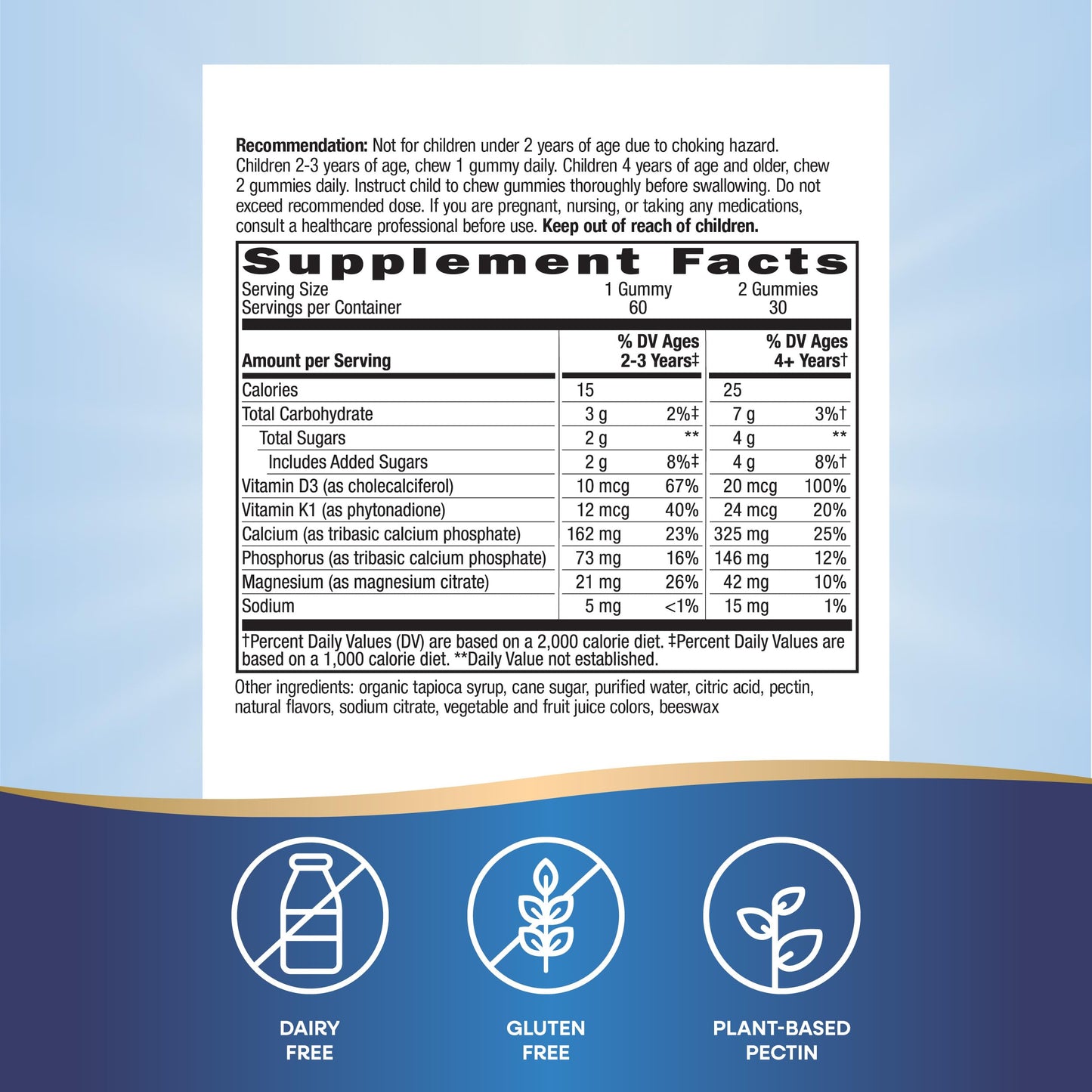 Nature'S Way Kids Growing Bones & Muscles Gummies, Supports Healthy Bones & Muscles*, Calcium, Magnesium, Vitamins D3 & K1, Ages