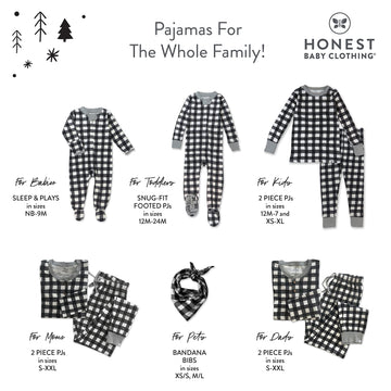 Honestbaby Baby Organic Cotton Holiday Family Jammies, Painted Buffalo Check Print, 2-Piece Pajama Set 18 Months