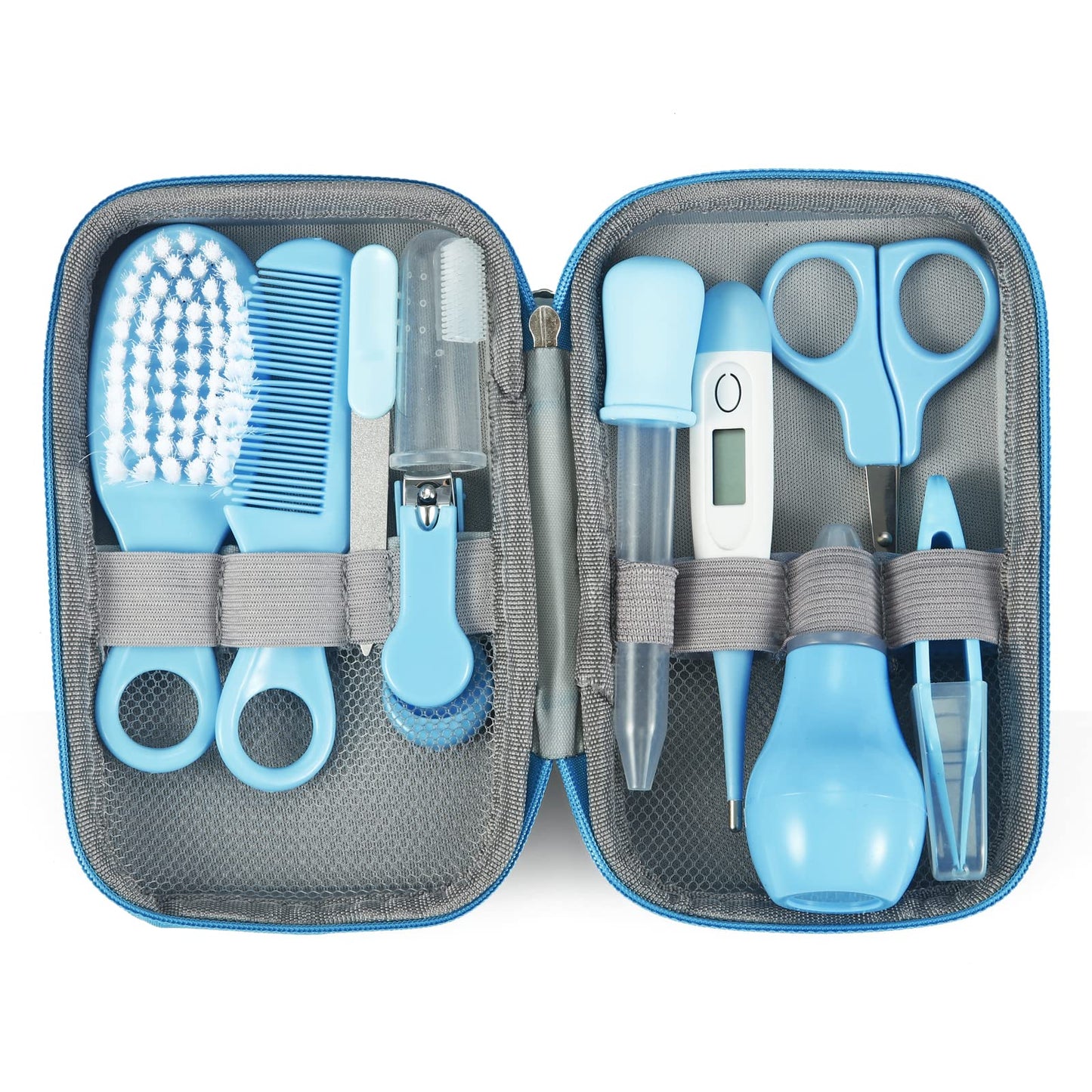 Pandaear Baby Healthcare And Grooming Kit, Baby Safety Set Baby Comb, Brush, Finger Toothbrush, Nail Clippers, Scissors, Nasal A