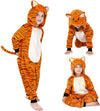 Wizland Kid Animal Onesie Tiger Outfits For Girls Boys Flanne Tiger Onesie Onepiece Holloween Costume With Tail 6-8
