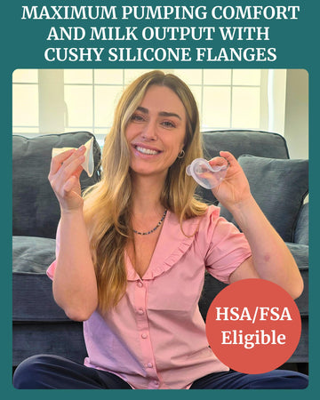 Cushy Silicone Flanges, Breast Shields - Replacement Pump Parts - For Spectra, Lansinoh, Medela Pumps - Great For Elastic Nipple
