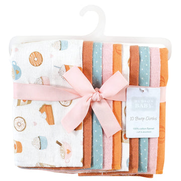 Hudson Baby Unisex Baby Cotton Flannel Burp Cloths, Pumpkin Spice, One Size