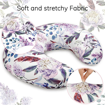 Purple Floral Wisteria Nursing Pillow Cover, Nursing Pillowcase Set For Baby Boy Or Baby Girl, Nursing Pillow Slipcover Cushion