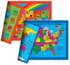 Natural Learning Children'S Placemat (2 Placemats: Usa/Europe Centered World Map; Multiplication And Division 2-In-1)