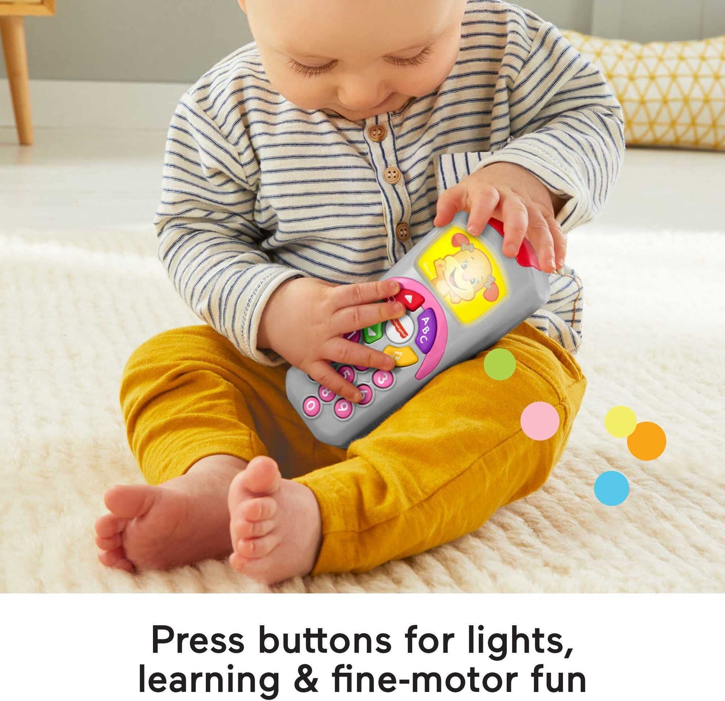 Fisher-Price Laugh & Learn Baby Learning Toy, Siss Remote Pretend TV Control with Music and Lights for Ages 6+ Months
