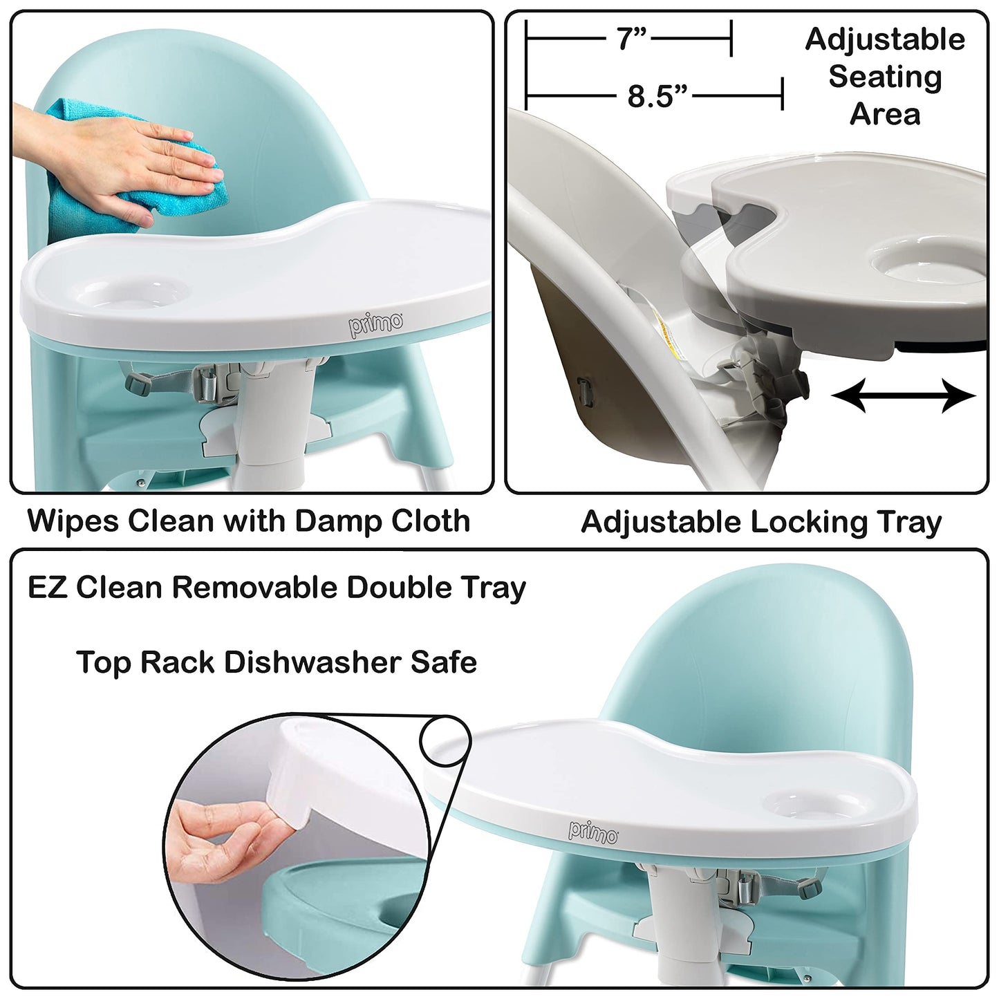 Primo Cozy Tot Deluxe Convertible Folding High Chair - Portable Foldable Baby Chair/Toddlers Highchair - Travel Friendly, Remova