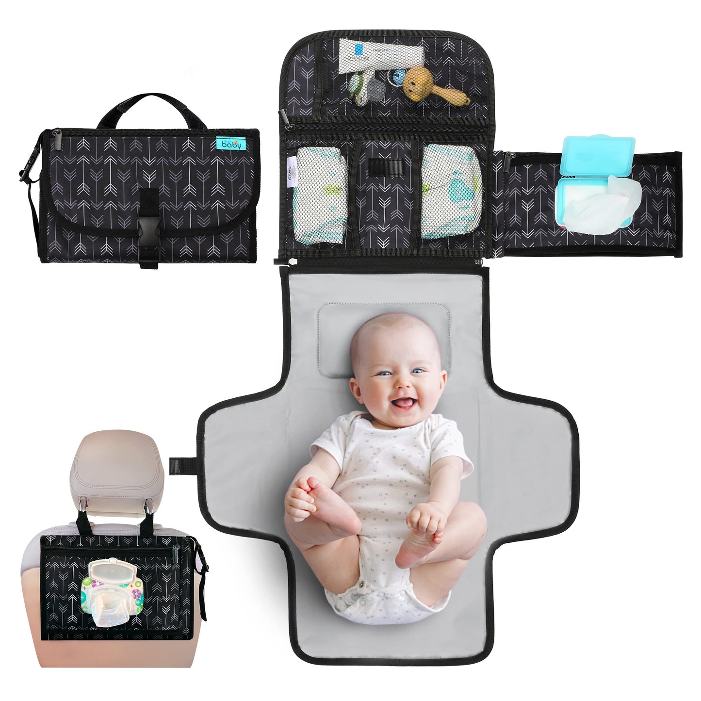 Kopi Baby Portable Diaper Changing Pad - Baby Changing Pad & Diaper Changer Travel Bag, Baby Changing Mat, Portable Changing Pad