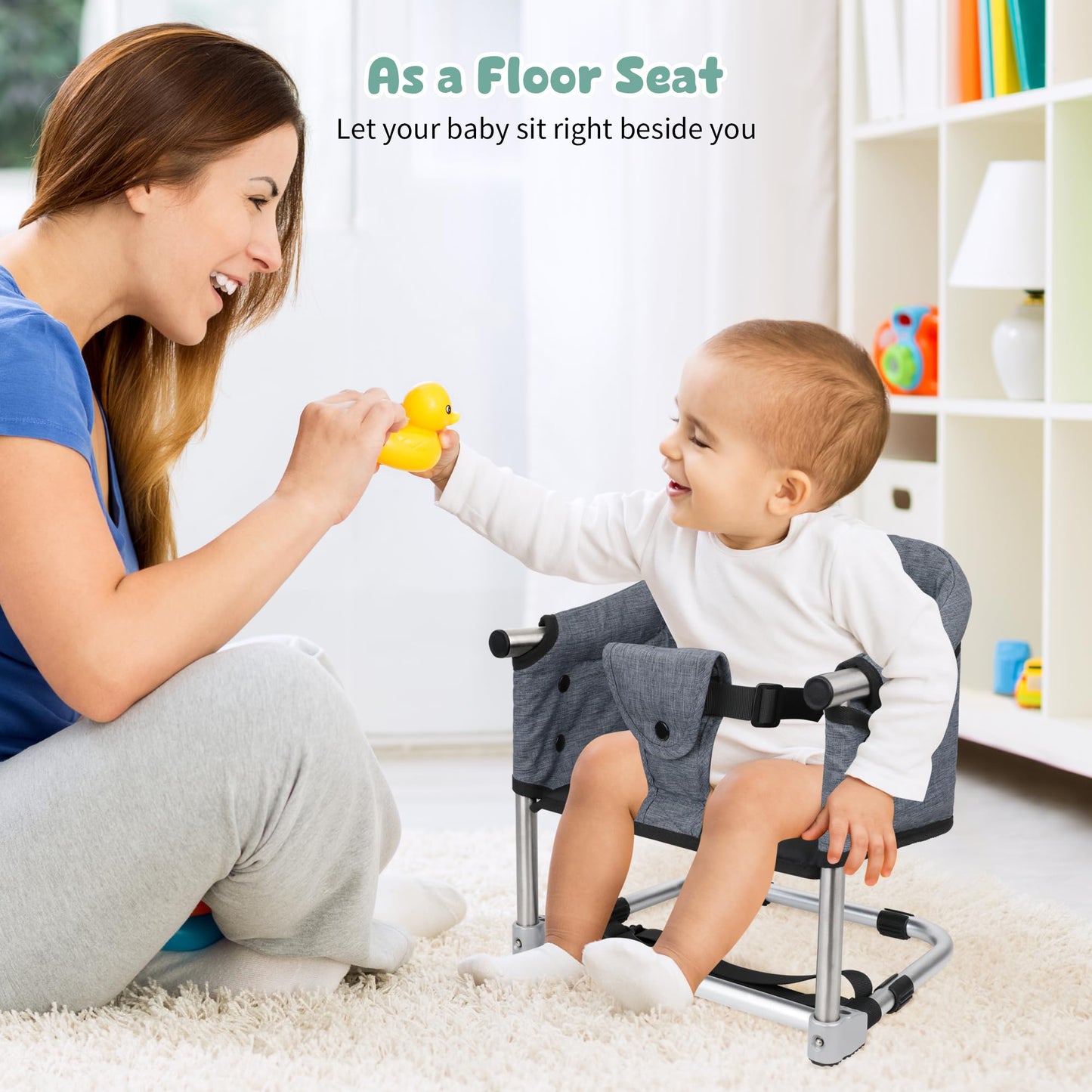 Booster Seat For Dining Table: Portable Toddler Booster Chair With Safety Buckle And Height Adjustable, Foldable Baby Feeding Ch