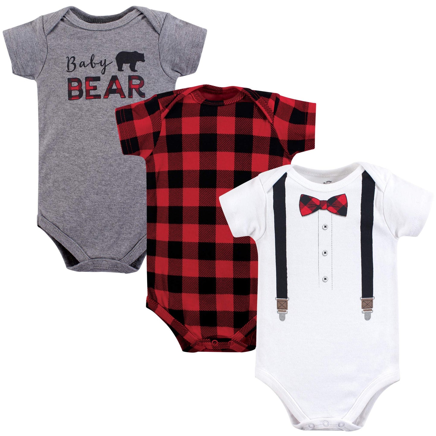 Little Treasure Unisex Baby Cotton Bodysuits, Lumberjack Bow Tie Short-Sleeve, 18-24 Months