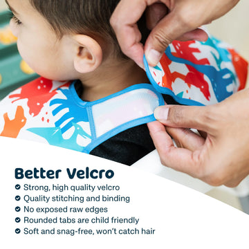 Tiny Twinkle Mess Proof Baby Bib, 2 Pack Long Sleeve Bib Outfit, Waterproof Bibs For Toddlers, Machine Washable, Tug Proof (Peac