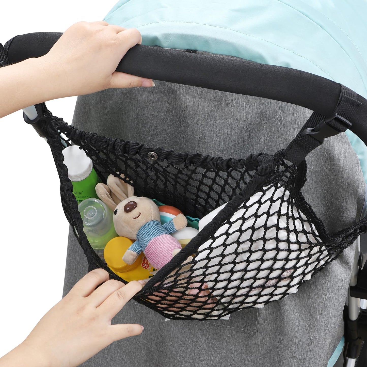 Accmor Universal Stroller Organizer, Polyester Net Mesh Bag Fits For Uppababy, Nuna, Britax, Doona Strollers, Non-Slip Adjustabl