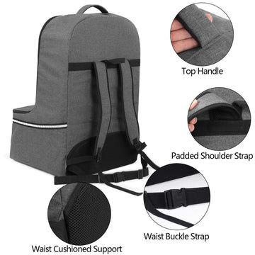 Teamoy Car Seat Travel Bag, Car Seat Gate Check Bag With Top Handle And Reflective Tapes, Infant Carseat Carrier Covers For Airp