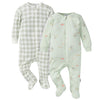 Gerber Baby Unisex 2-Pack 2-Way Zip Textured Sleep 'N Play, Park Picnic, 0-3 Months