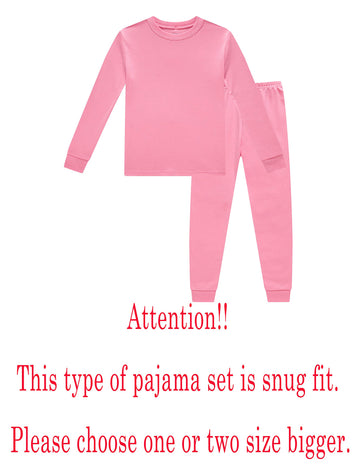 Family Feeling Boys Girls Kids Pajamas Solid Colors 2 Piece Pajama Set Cotton Pink Size 10
