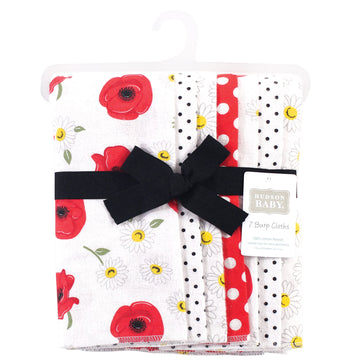 Hudson Baby Unisex Baby Cotton Flannel Burp Cloths, Poppy Daisy, One Size