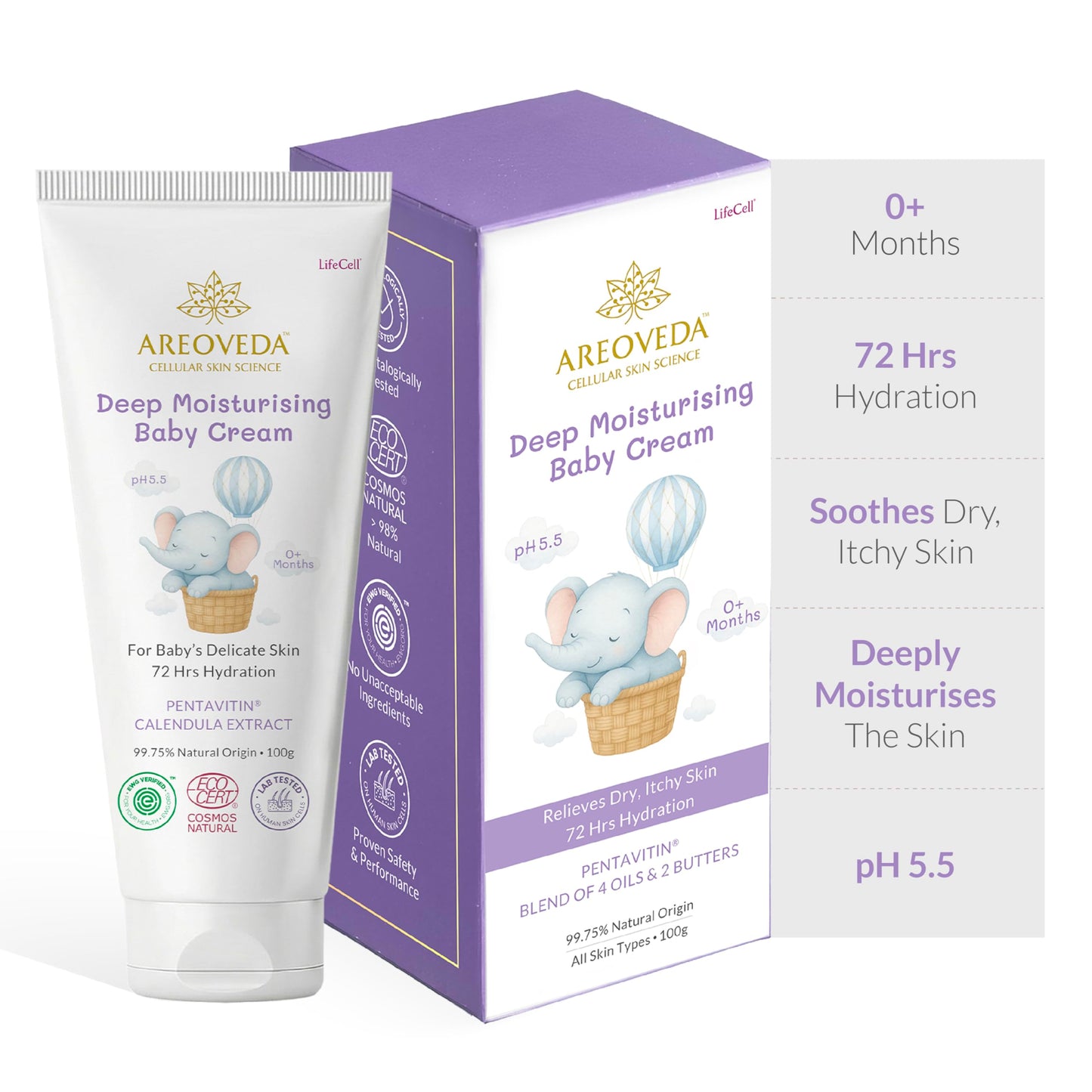 Areoveda Deep Moisturising Baby Cream (100Gm) | 72Hrs Hydration | Suitable For BabyS Dry Skin | With Shea Butter & Saffron Extr
