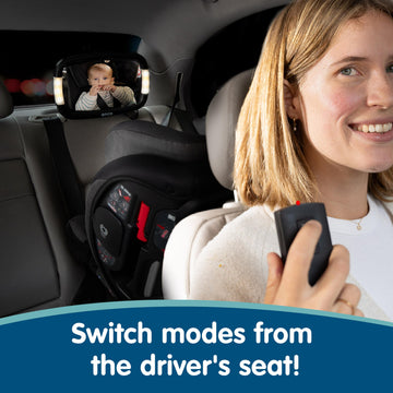 Onco Led Baby Car Mirror With Light - 2 Modes For Day & Night Driving, 100% Shatterproof Baby Mirror For Car, 360 Car Mirror For