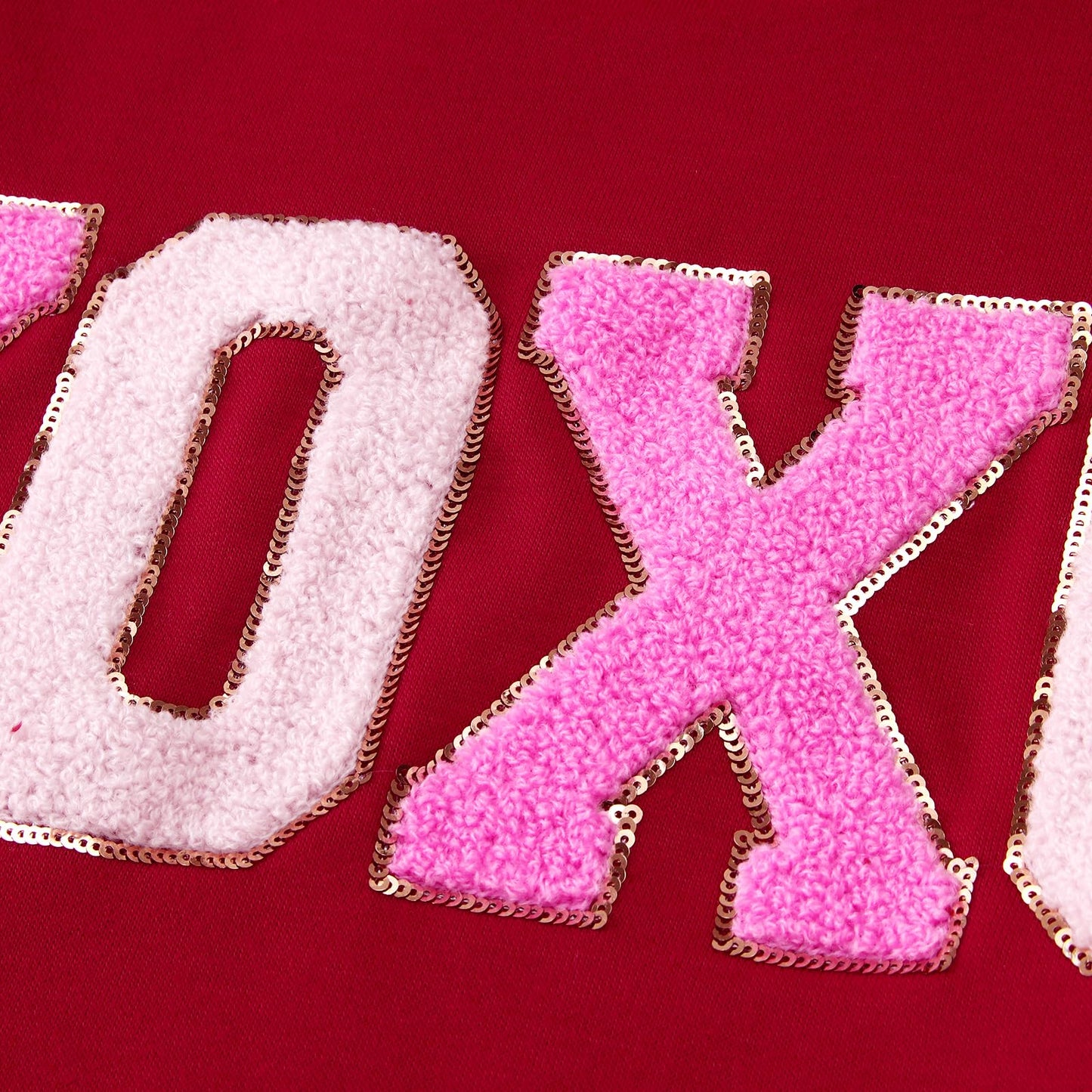 Ag Aguu Mommy And Me Valentines Day Sweatshirts Glitter Patch Xoxo Shirts Family Matching Outfits Long Sleeve Pullover Top(Mom-R