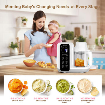 Heyaxa Baby Food Maker, Baby Food Processor With Automatic Cooking & Grinding, Food Steamer Puree Blender With Self-Cleaning Fun