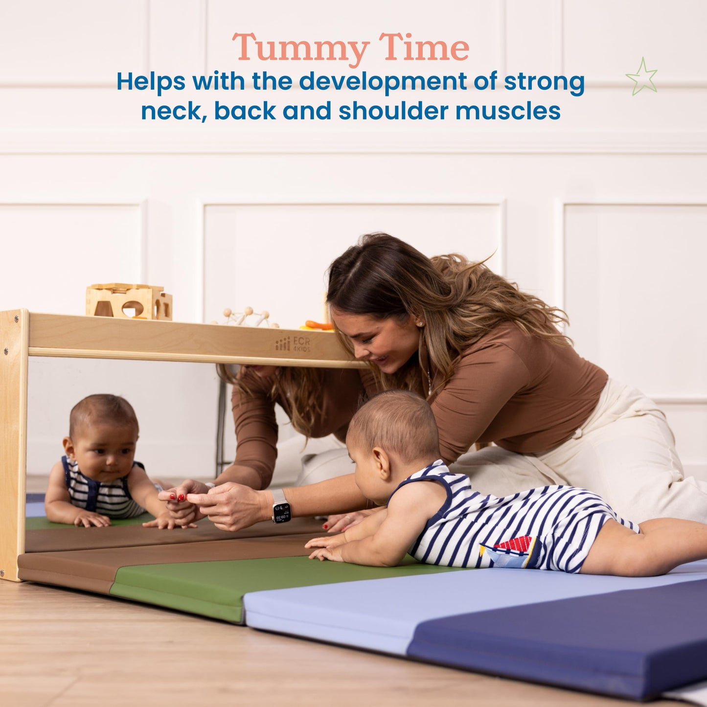 Ecr4Kids Softzone 4-Section Rainbow Runway Activity Mat, Folding Playmat, Earthtone