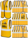 Bokon 12 Pcs Kids Construction Vests, Construction Party Supplies Toddler Worker Costume, Ages for 3-8(Yellow,with Pattern)