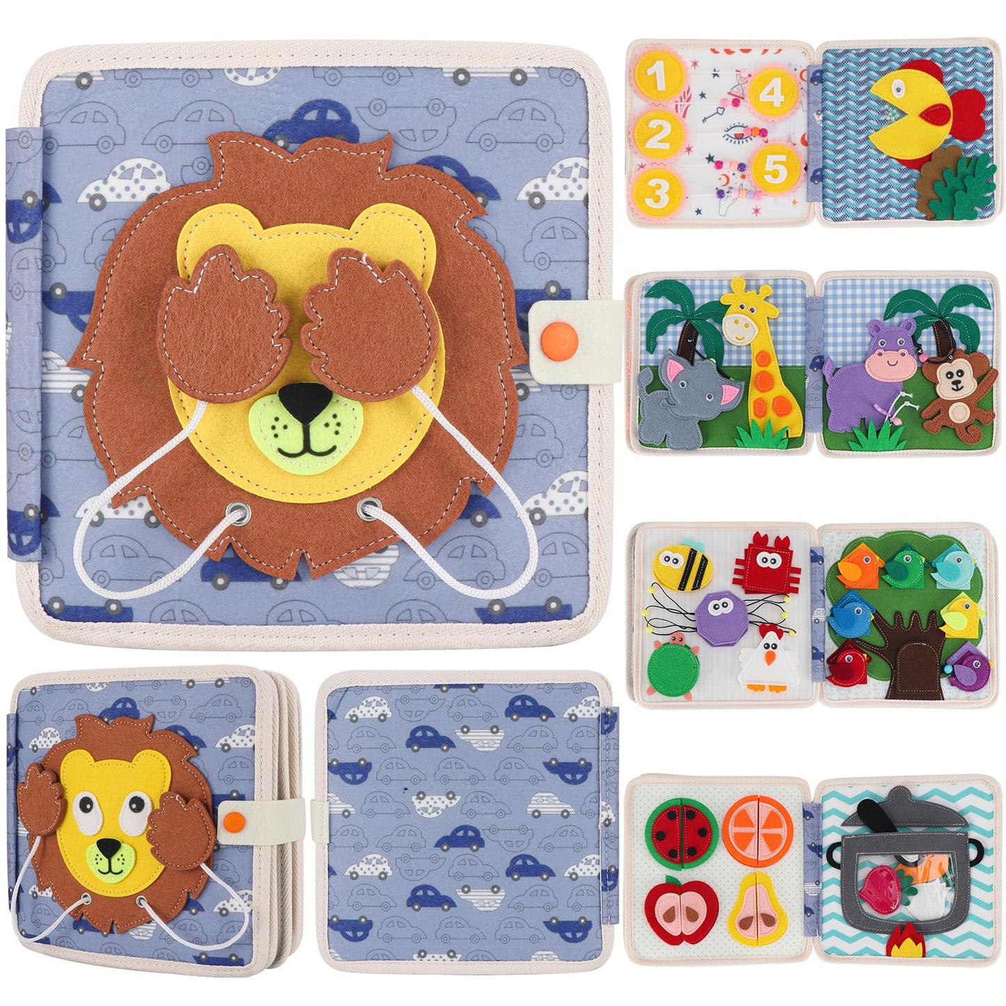 KIDS KING Montessori Busy Board for Toddlers 1-3, Soft Activity Book for Fine Motor Skills, Counting, Cognition, Sorting Matchin