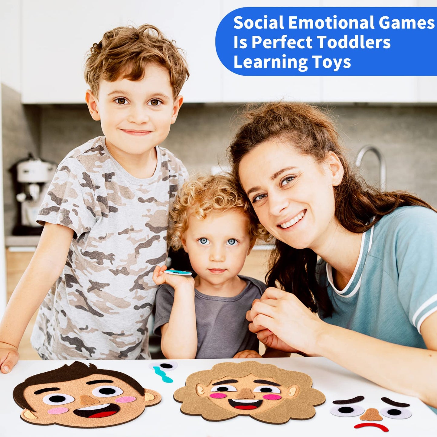 Craftstory 116 Pcs Social-Emotional-Learning-Activities for Kids - 6 Family Feelings-Board-Games, Autism Sensory Toy Learning Ma