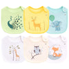 Maiwa 6-Pack Baby Bibs Set: 100% Cotton, Waterproof, Snap Closure,Baby Boys Girls Unisex Design - Ideal For Drooling,Teething &