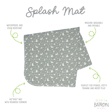 Bapronbaby Forest Friends Splash Mat - Waterproof Catch-All For Under High Chairs, Floors, Tables, Playtime Or Arts & Crafts - M