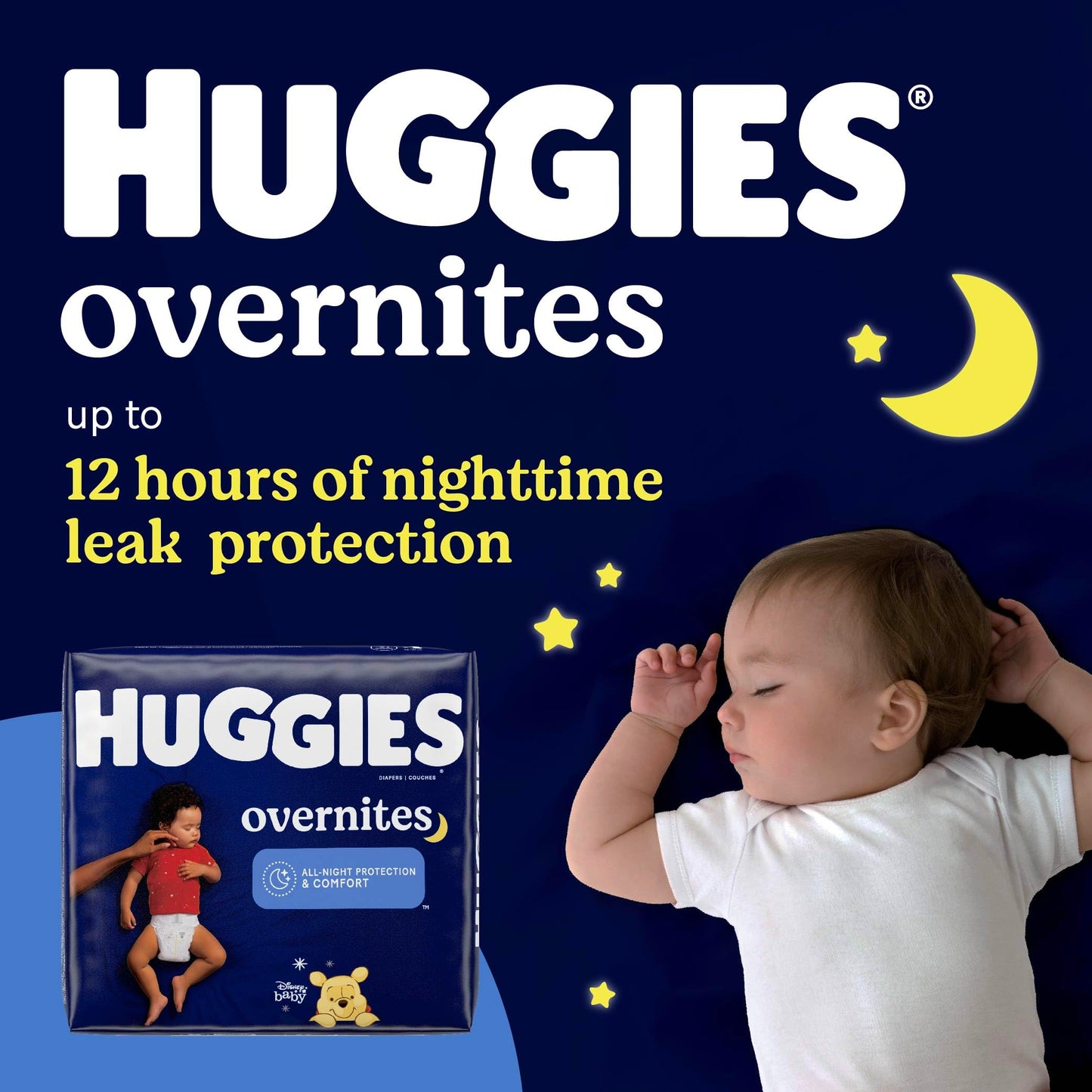 Huggies Overnites Size 4 Overnight Diapers (22-37 Lbs), 58 Ct, Packaging May Vary