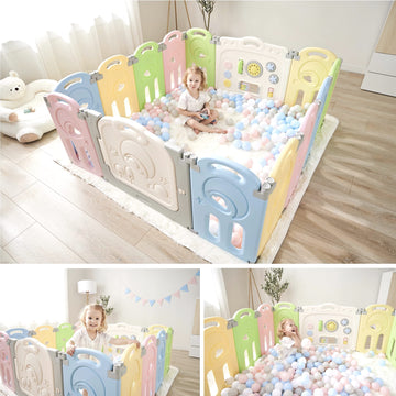 Fortella Cloud Castle Foldable Playpen, Baby Safety Play Yard With Whiteboard And Activity Wall, Indoors Or Outdoors (Multicolor