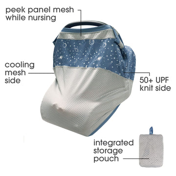 Boppy 4 And More Multi-Use Cover, Blue Starry Sky, Quick-Dry Upf 50+ Knit And Breathable Mesh, Versatile For Car Seat Canopy, Nu