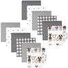 Hudson Baby Unisex Baby Flannel Cotton Washcloths 12-Pack, Farm Friends Grey, One Size