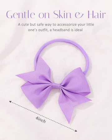 Jollybows 40Pcs Baby Girls Grosgrain Ribbon Hair Bows Headbands 4' Hair Band Hair Accessories For Infants Newborn Toddler