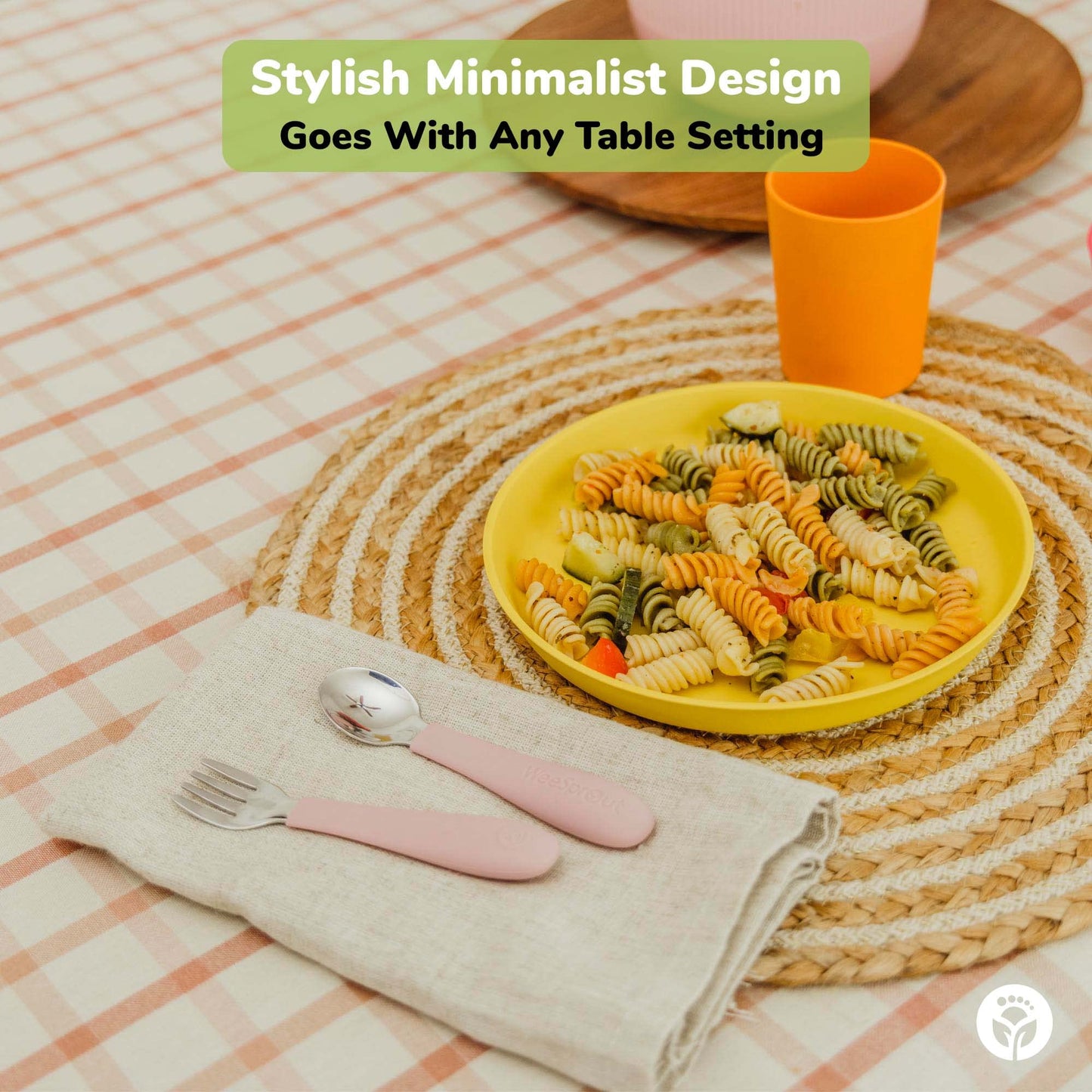 Weesprout Bamboo Plates With Lids, Set Of 4 Bamboo Plates For Kids, Kid-Sized Design, Bamboo Kids Plates With Lids For Leftovers