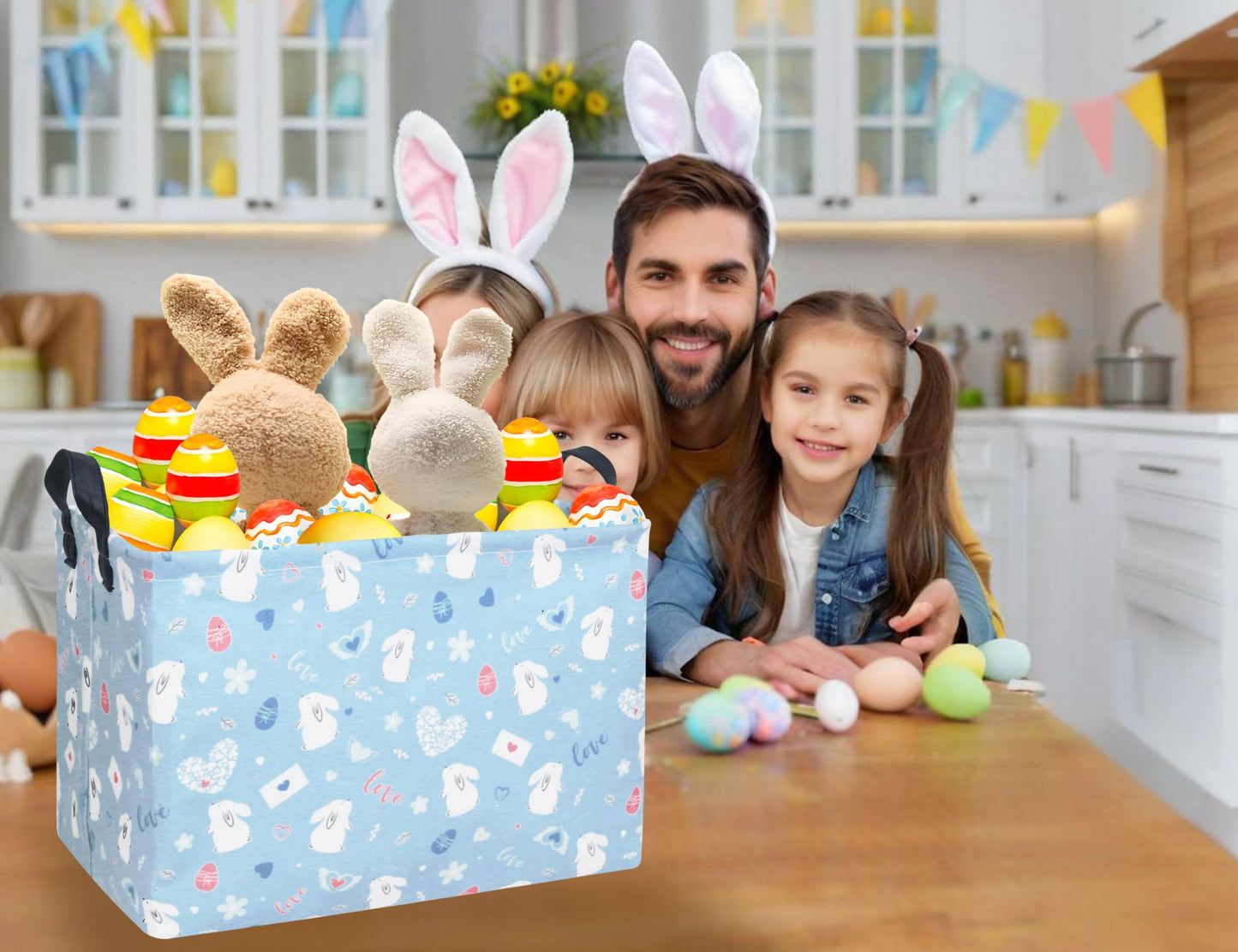 Boohit Large Easter Baskets For Kids Personalized Baby Girl Easter Basket Cute Teen Boy Spring Decor (Love Envelope Bunny Egg)