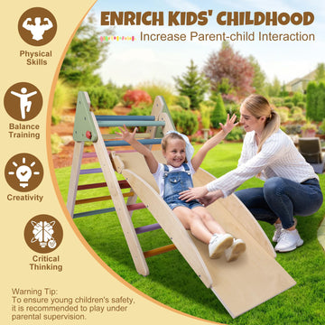 Pikler Triangle Climbing Set, Climbing Toys For Toddlers 1-3 Inside, 5In1 Montessori Climbing Set, Pikler Climbing Set With Fold