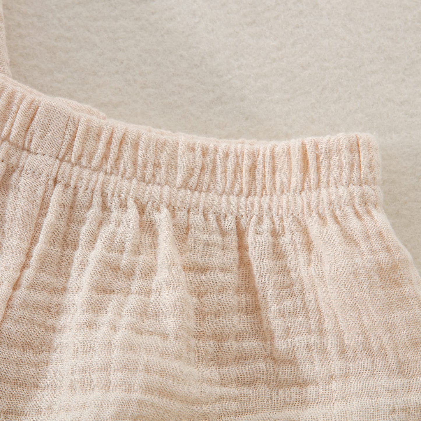 Baby Boys Clothes Set Toddler Infant Boys Button-Down Shirt Tops + Cotton Gauze Shorts Summer Outfit 2Pcs With Pockets (Beige, 0