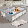 Baby Playpen with Mat 74x50 inch, Playpen for Babies and Toddlers, Baby Play Pen Design with External Zipper Gate, Play Yard wit
