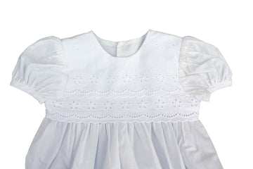 100% Cotton Dress Christening Gown Baptism Gown With Lace Border (24 Month (26-28 Lbs)) White