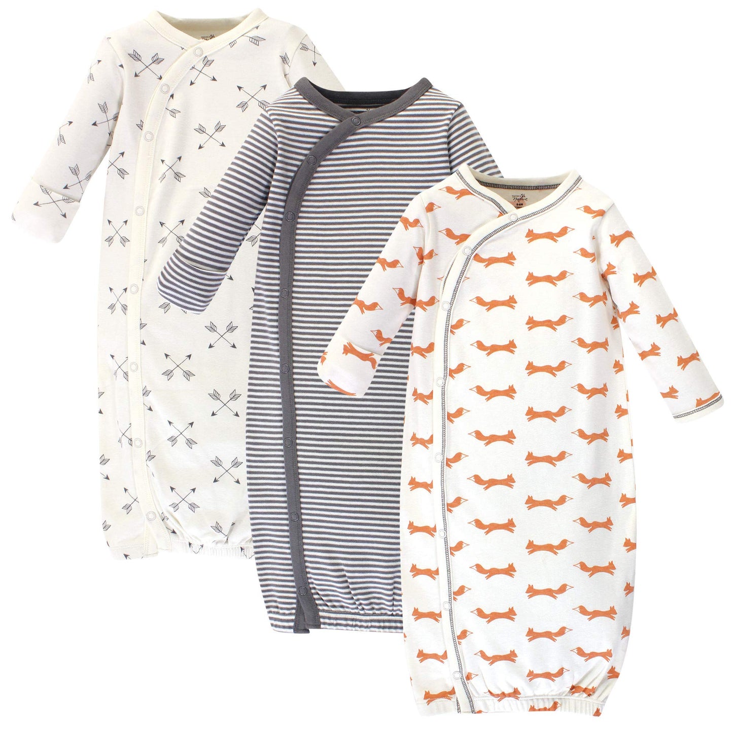 Touched By Nature Unisex Baby Organic Cotton Kimono Nightgown, Fox, 0-6 Months Us
