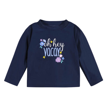 Gerber Baby Girl'S Toddler Long Sleeved Rashguard Swim Bathing Suit Set, Purple Floral Shell, 24 Months