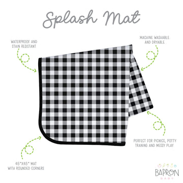 Bapronbaby White Buffalo Plaid Splash Mat - Waterproof Catch-All For Under High Chairs, Floors, Tables, Playtime Or Arts & Craft