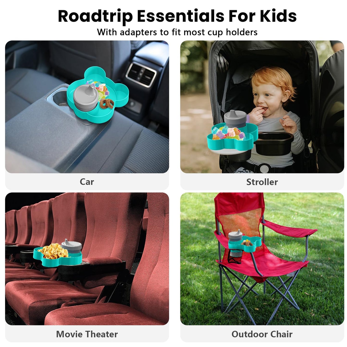 Car Seat Tray - Convert Cup Holder To A Tray For Snacks, Toys, 360 Rotatable Car Seat Tray For Kids Travel, Cup Holder Tray For