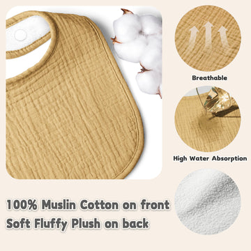 Susurration Muslin Baby Drool Bibs 10Pack Soft Square Adjustable Bandana Bibs For Unisex Baby Girls & Boys (Multicolored)