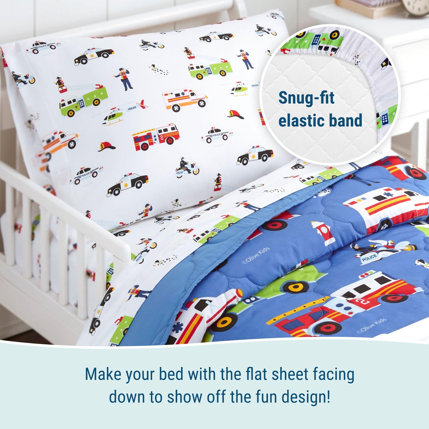 Wildkin Kids 4 Pc Toddler Bed In A Bag For Boys And Girls, Microfiber Bedding Set Includes Comforter, Flat Sheet, Fitted Sheet,