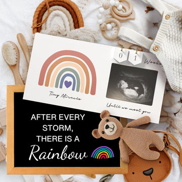Rainbow Baby Sonogram Picture Frame Countdown Weeks, Pregnancy Announcement Ideas, 4'X3' Ultrasound Photo, Gender Reveal Baby-
