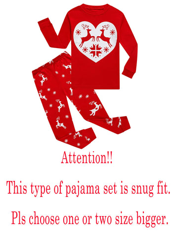 Kikizye Baby Girls Boys Long Sleeve Christmas Pajamas Sets Toddler Cotton Reindeer Jammies Size 18-24 Months